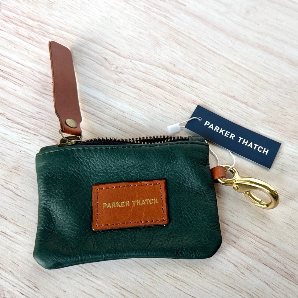 Parker Thatch Green Leather Key & Card Holder